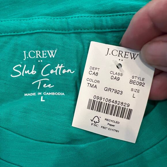NWT J. Crew Tropical Marine Green Vintage Cotton Crewneck Tee - Picture 7 of 10